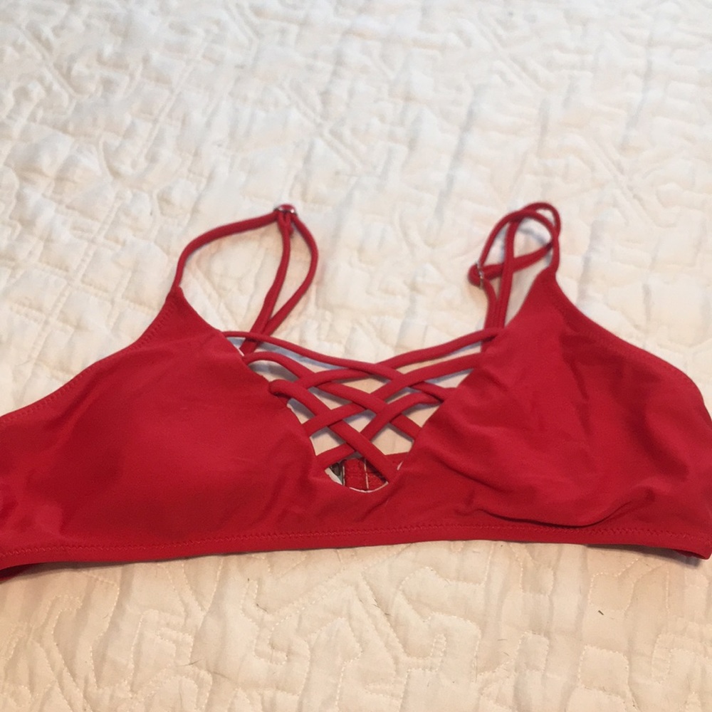Red swimsuit top